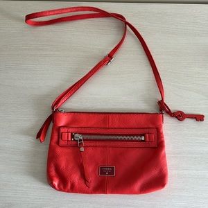 Fossil Blood Orange Red  Leather Crossbody Bag - EUC